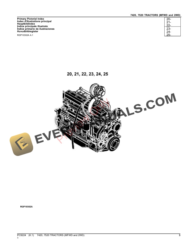 John Deere 7420, 7520 TRACTORS (MFWD and 2WD) Parts Catalog PC9224 23NOV23-3