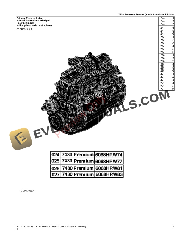 John Deere 7430 Premium Tractor Parts Catalog PC4474 03OCT23-3
