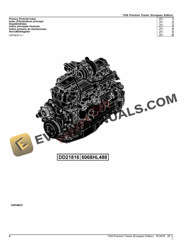 John Deere 7430 Premium Tractor Parts Catalog PC4578 12OCT23-4