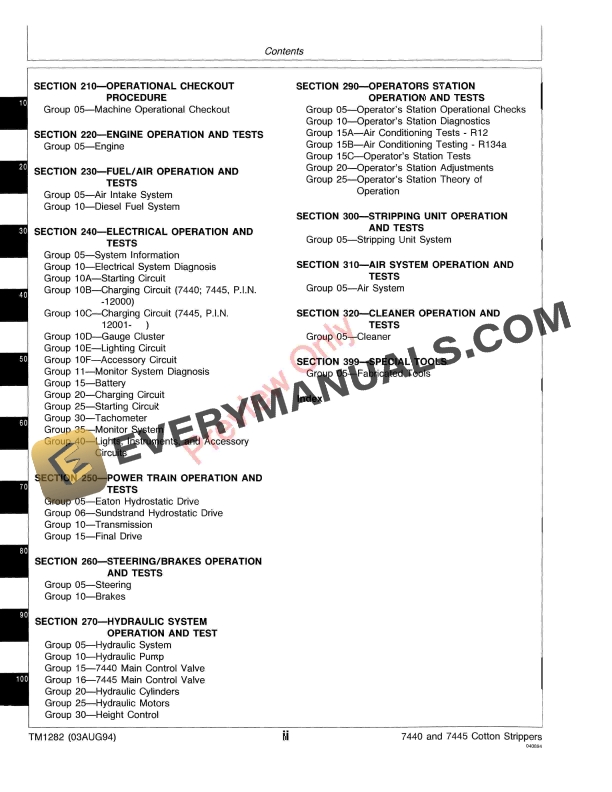 John Deere 7440 and 7445 Cotton Stripper Technical Manual TM1282 03AUG94 4