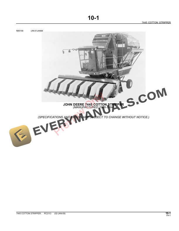 John Deere 7445 Cotton Stripper Parts Catalog PC2113 14JUN11-3