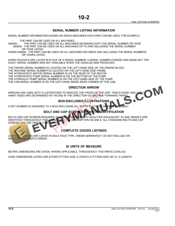 John Deere 7445 Cotton Stripper Parts Catalog PC2113 14JUN11-4