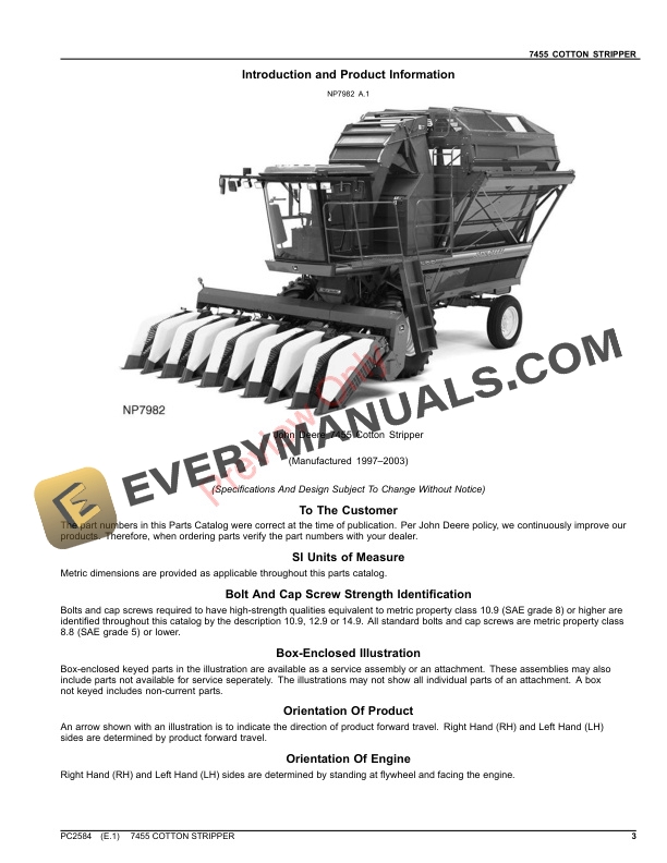 John Deere 7455 COTTON STRIPPER Parts Catalog PC2584 19SEP23-3
