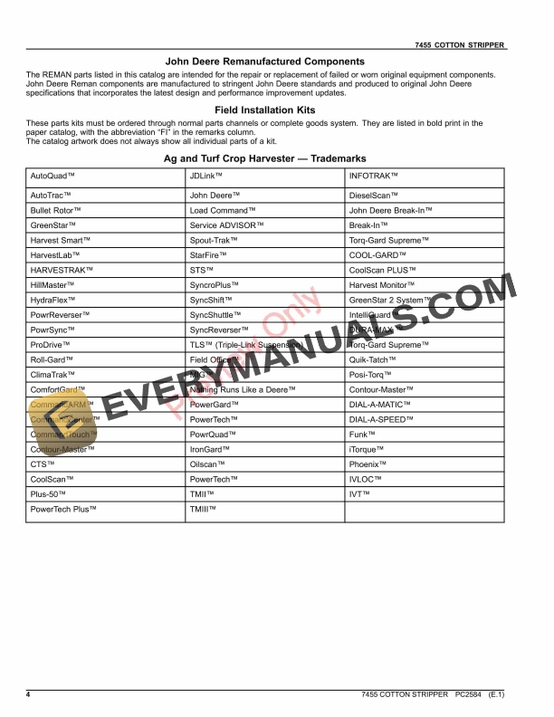 John Deere 7455 COTTON STRIPPER Parts Catalog PC2584 19SEP23-4