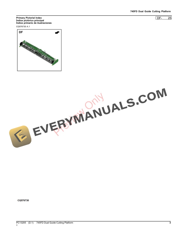 John Deere 745FD Dual Guide Cutting Platform Parts Catalog PC13205 16NOV23-3
