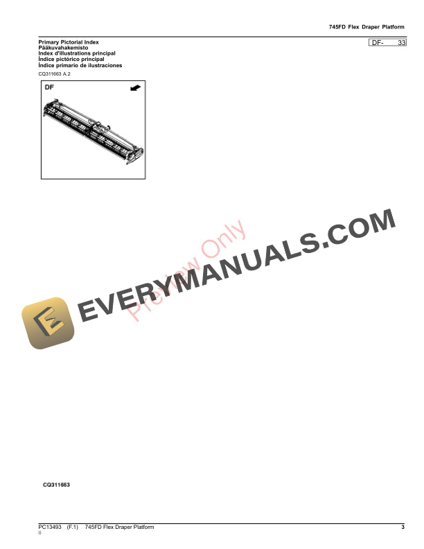 John Deere 745FD Flex Draper Platform Parts Catalog PC13493 10SEP23-3