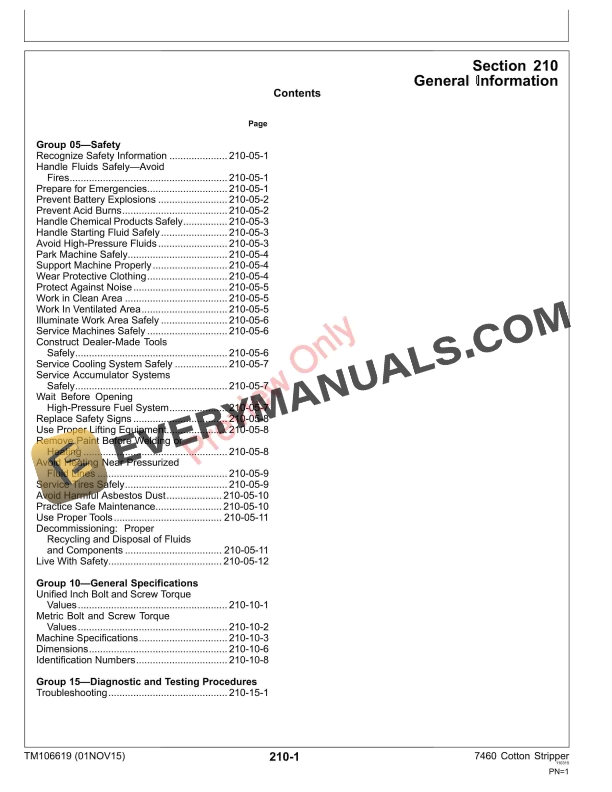 John Deere 7460 Cotton StripperDiagnostic 027001 Technical Manual TM106619 01NOV15 5