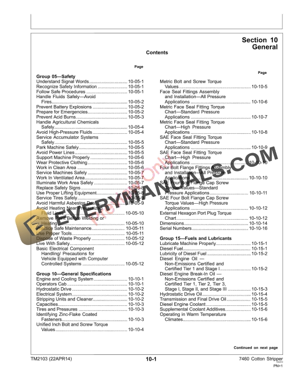 John Deere 7460 Cotton Strippers Technical Manual TM2103 22APR14 5