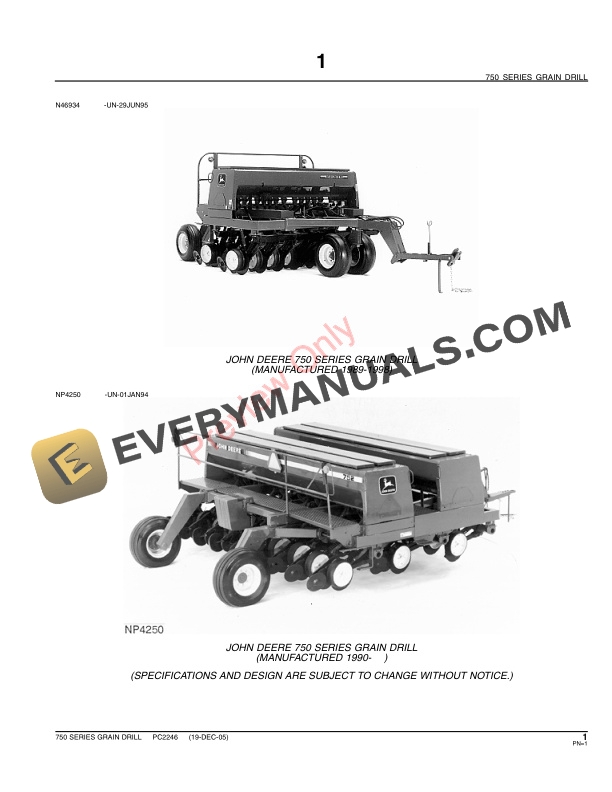 John Deere 750 Grain Drill, English Parts Catalog PC2246 31MAY11-3