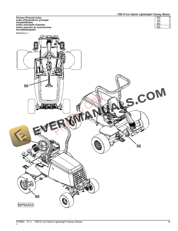 John Deere 7500 E-Cut Hybrid Lightweight Fairway Mower Parts Catalog PC9905 20AUG23-5