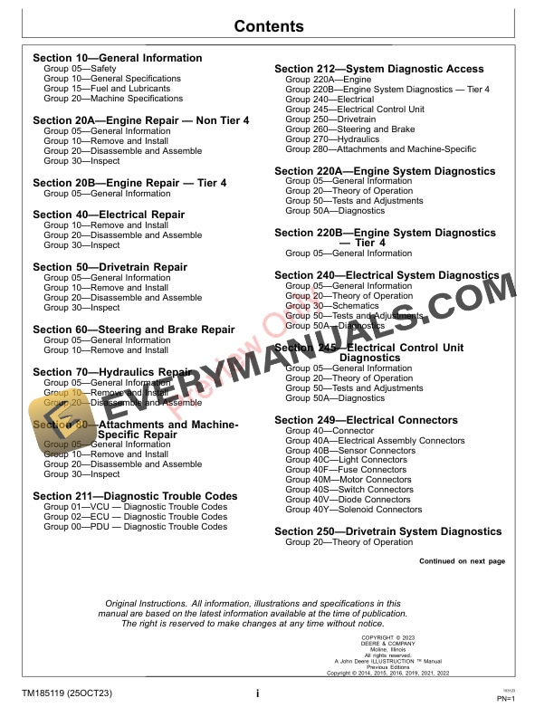 John Deere 7500A 7700A 8700A PrecisionCut Fairway Mowers and 8800A TerrainCut Rough Mower 110001 Technical Manual TM185119 25OCT23 3
