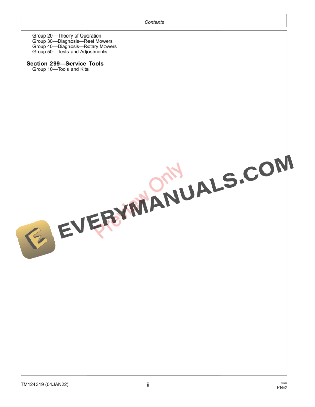 John Deere 7500A 7700A 8700A and 8900A PrecisionCutFairway Mowers 8800A TerrainCutRough Mower 010001 Technical Manual TM124319 04JAN22 4