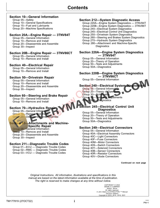 John Deere 7500A E-Cut Hybrid and 8000A E-Cut Hybrid Fairway Mowers Technical Manual TM177819 27OCT22 PDF 11 John Deere 7500A E Cut Hybrid and 8000A E Technical Manual TM177819 27OCT22 3