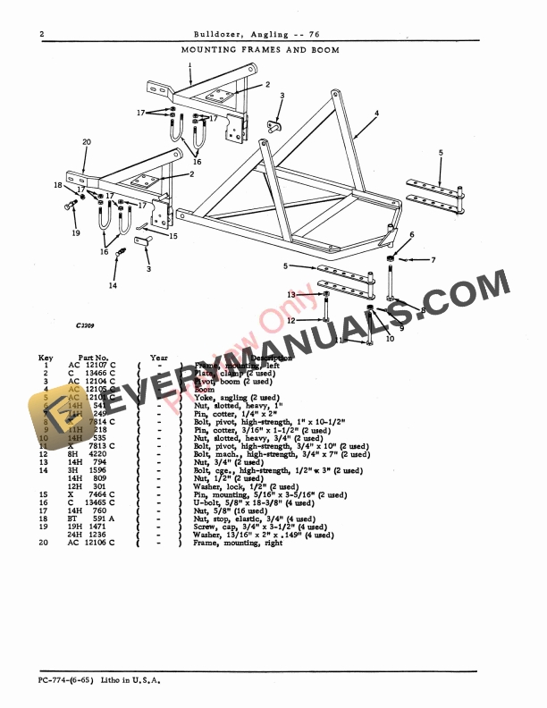 John Deere 76 Angling Bulldozer Parts Catalog PC774 01JUN65-4