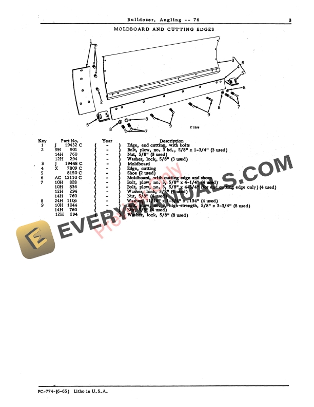 John Deere 76 Angling Bulldozer Parts Catalog PC774 01JUN65-5