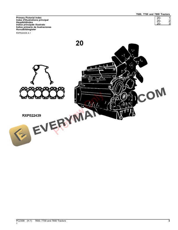 John Deere 7600, 7700 AND 7800 TRACTORS Parts Catalog PC2309 28OCT23-3