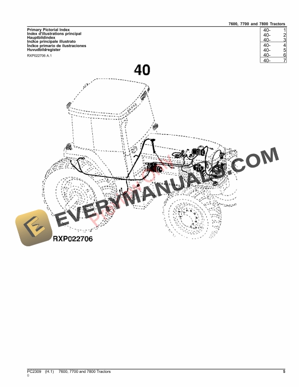 John Deere 7600, 7700 AND 7800 TRACTORS Parts Catalog PC2309 28OCT23-5