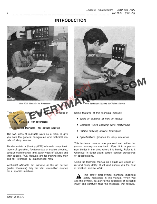John Deere 7610 7620 Knuckleboom Loader Technical Manual TM1146 01SEP75 4