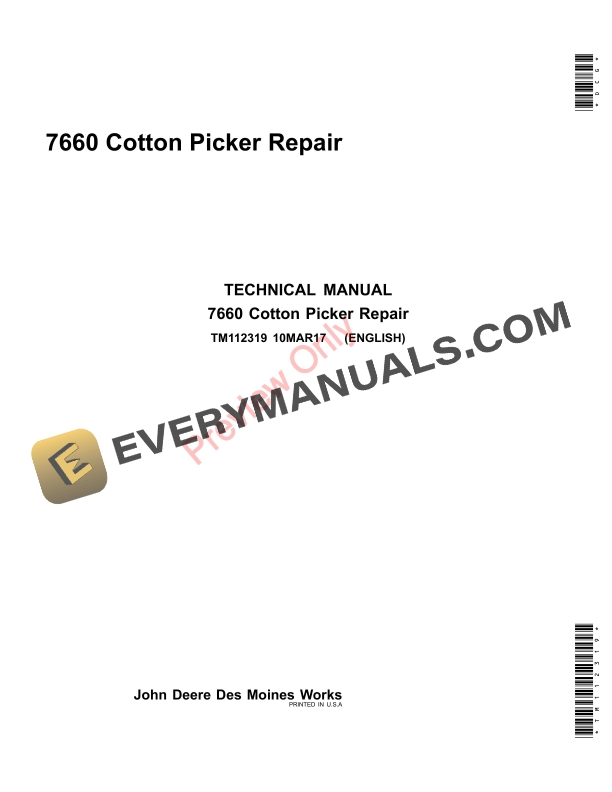 John Deere 7660 Cotton Picker Technical Manual TM112319 10MAR17-1