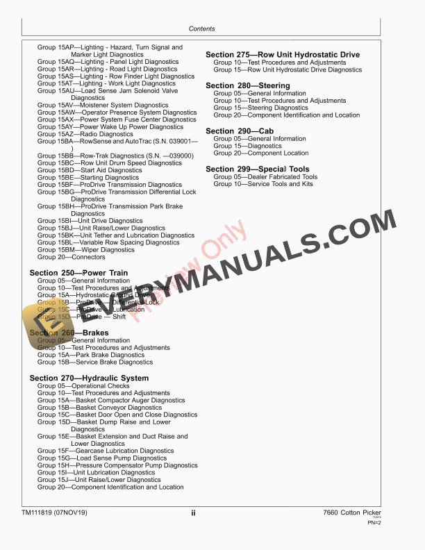 John Deere 7660 Cotton Pickers Diagnostic Technical Manual TM111819 07NOV19 4