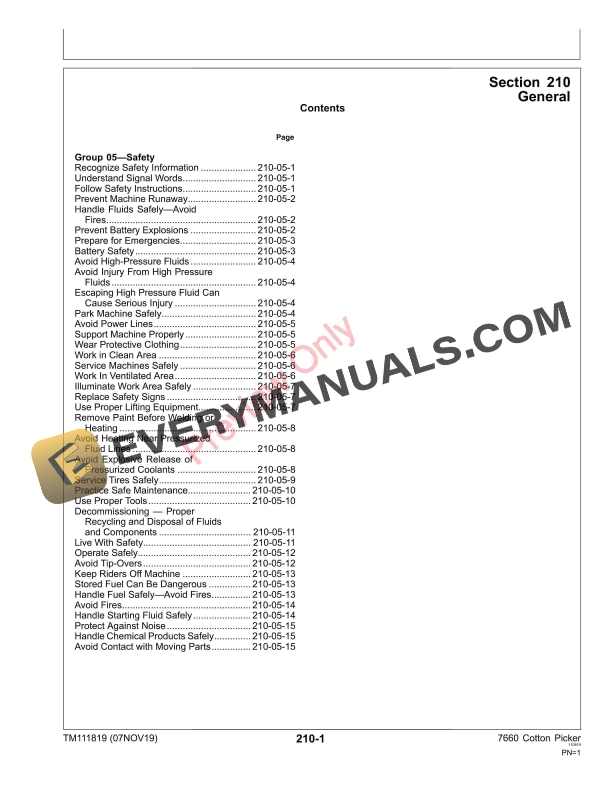 John Deere 7660 Cotton Pickers Diagnostic Technical Manual TM111819 07NOV19 5