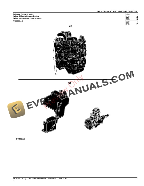John Deere 76F ORCHARD AND VINEYARD TRACTOR Parts Catalog PC9765 06AUG23-3
