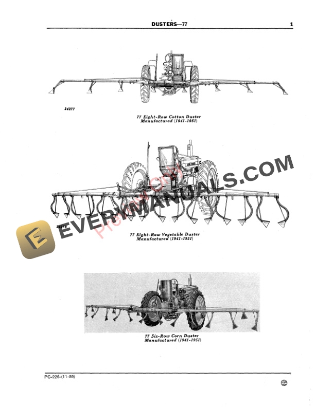 John Deere 77 Duster Parts Catalog PC226 01JAN59-3