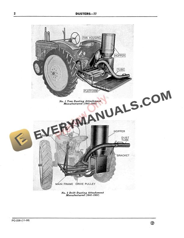 John Deere 77 Duster Parts Catalog PC226 01JAN59-4