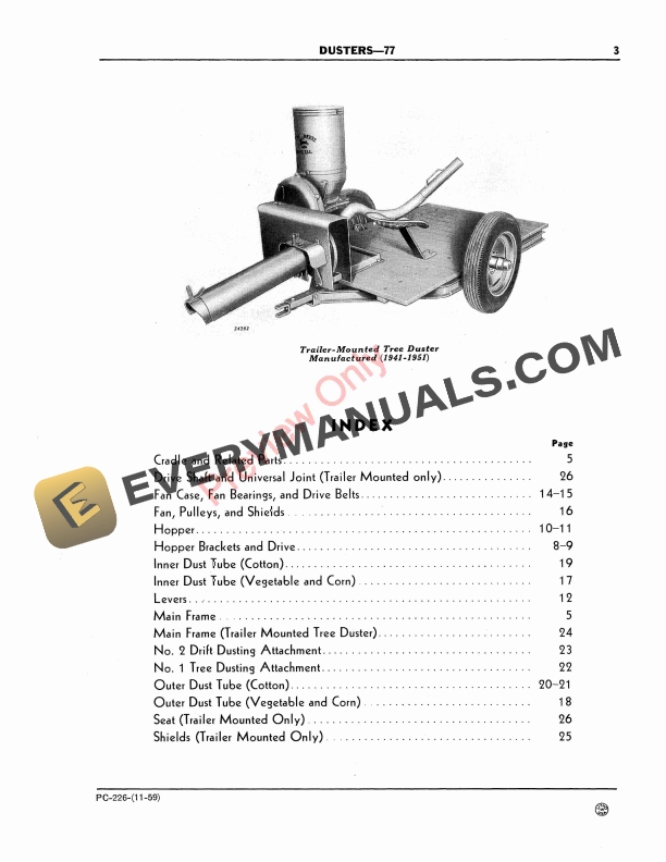 John Deere 77 Duster Parts Catalog PC226 01JAN59-5