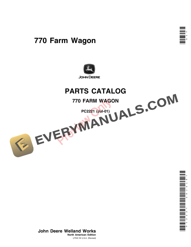 John Deere 770 Farm Wagon Parts Catalog PC2221 02JUN11-1