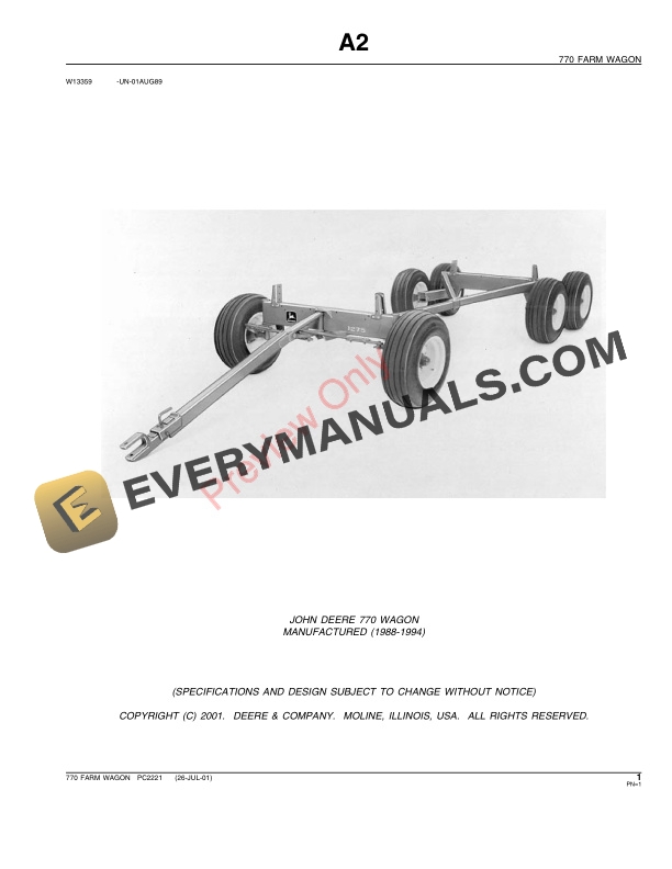 John Deere 770 Farm Wagon Parts Catalog PC2221 02JUN11-3