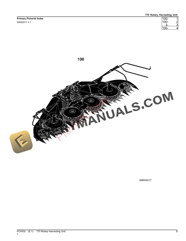 John Deere 770 Rotary Harvesting Unit Parts Catalog PC4532 08AUG23-3