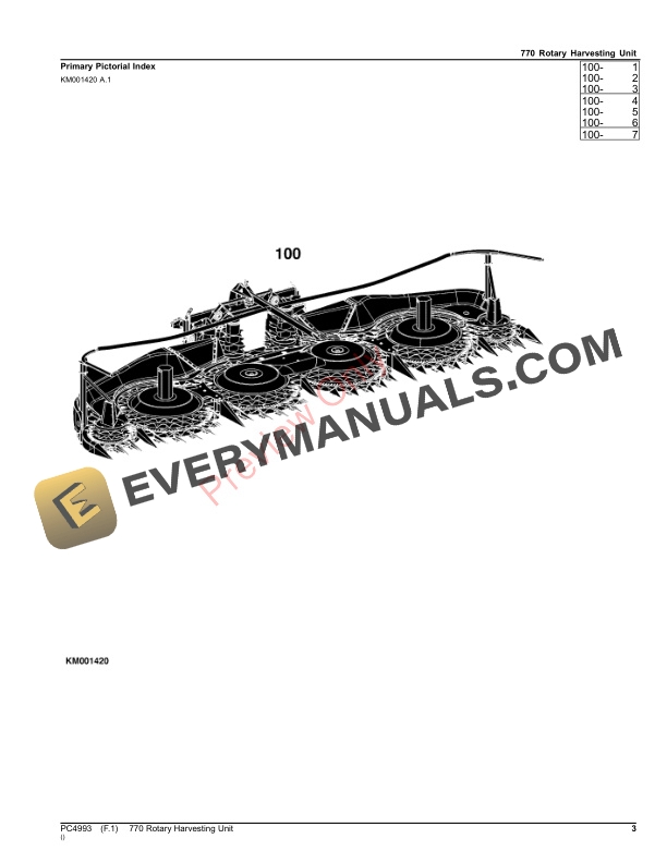 John Deere 770 Rotary Harvesting Unit Parts Catalog PC4993 03OCT23-3