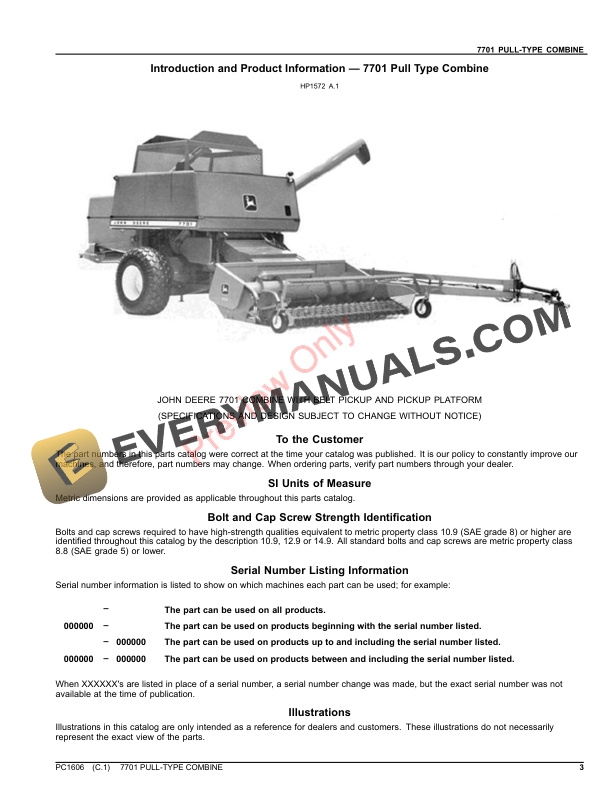 John Deere 7701 COMBINE Parts Catalog PC1606 23JUL21-3