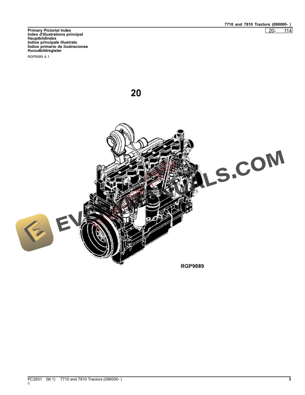 John Deere 7710, 7810 Tractors Parts Catalog PC2831 24AUG23-3