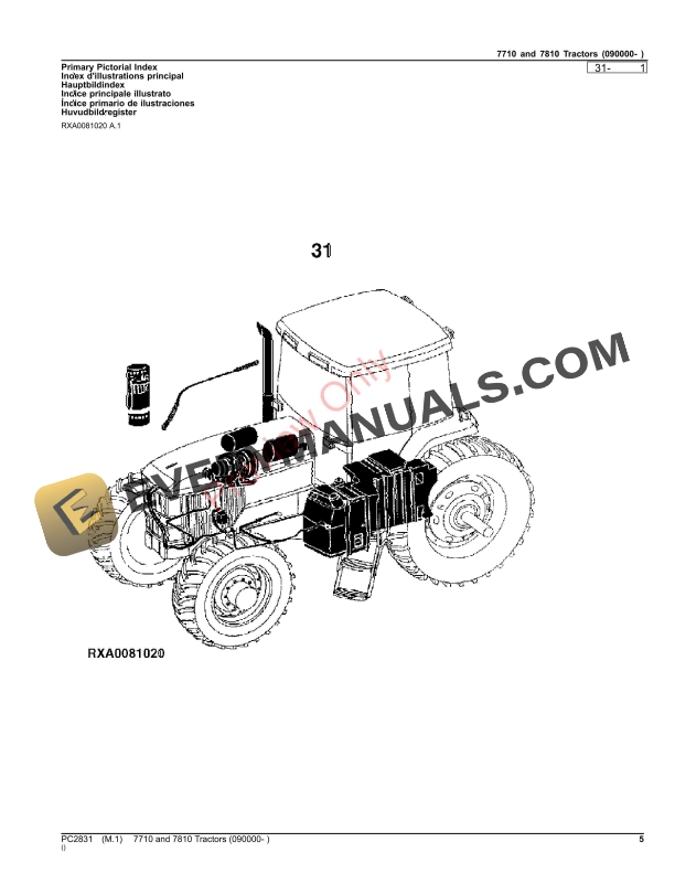 John Deere 7710, 7810 Tractors Parts Catalog PC2831 24AUG23-5