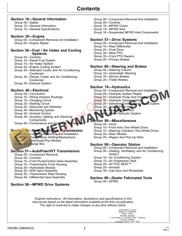 John Deere 7720 7820 and 7920 Tractors Technical Manual TM2080 28MAR22 3