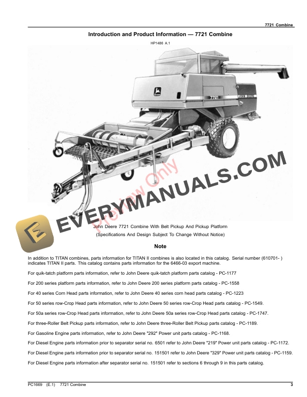 John Deere 7721 Combine Parts Catalog PC1669 24OCT23-3