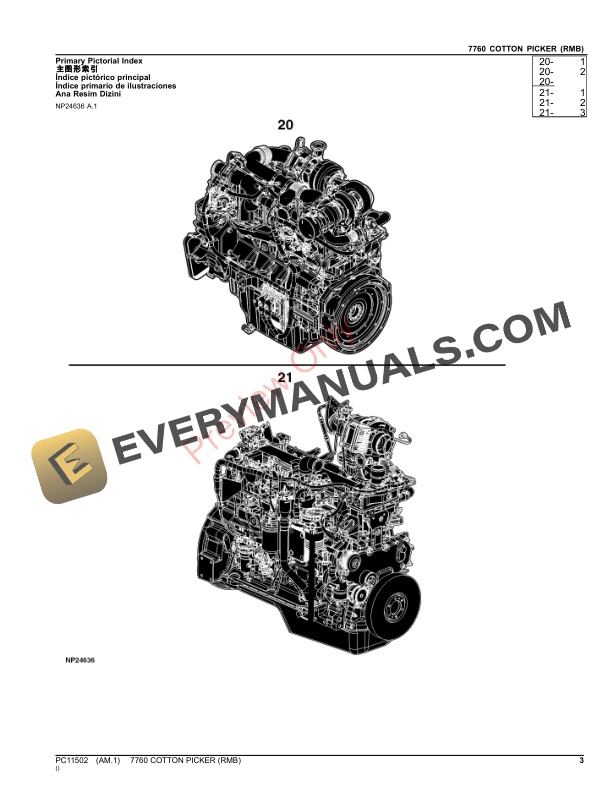 John Deere 7760 COTTON PICKER RMB Parts Catalog PC11502 10SEP23 3