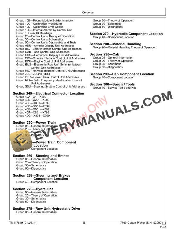 John Deere 7760 Cotton Picker and Test 039001 Technical Manual TM117619 01JAN14 4
