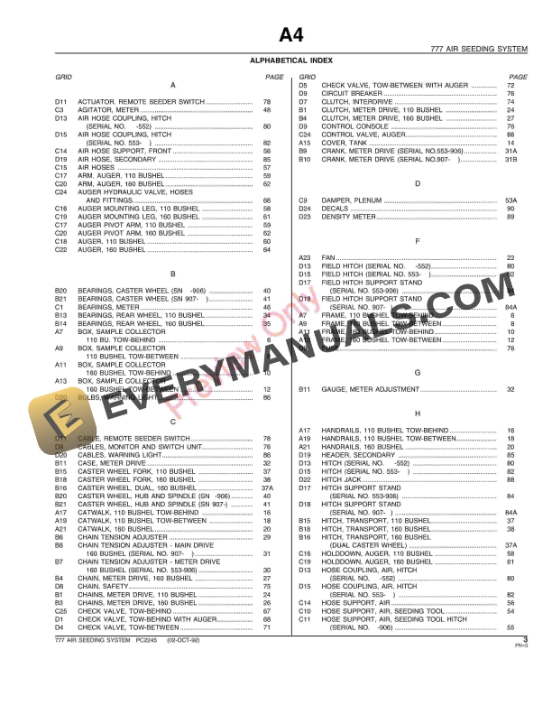 John Deere 777 Air Seeding System Parts Catalog PC2245 02OCT92-5