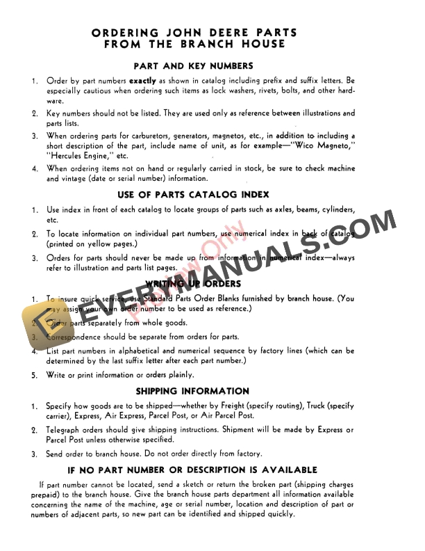 John Deere 777 Moldboard Plow, Drawn Parts Catalog PC559 01DEC60-4