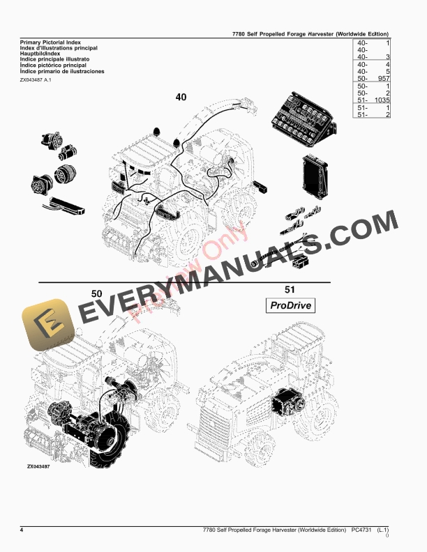 John Deere 7780 Self Propelled Forage Harvester Parts Catalog PC4731 17SEP23-4