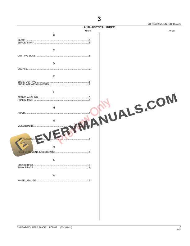 John Deere 78 Rear Blade Parts Catalog PC0947 02JUN11 5