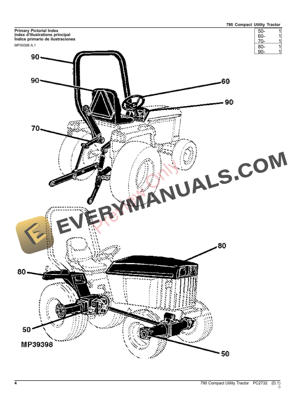 John Deere 790 COMPACT UTILITY TRACTOR Parts Catalog PC2732 15AUG23-4