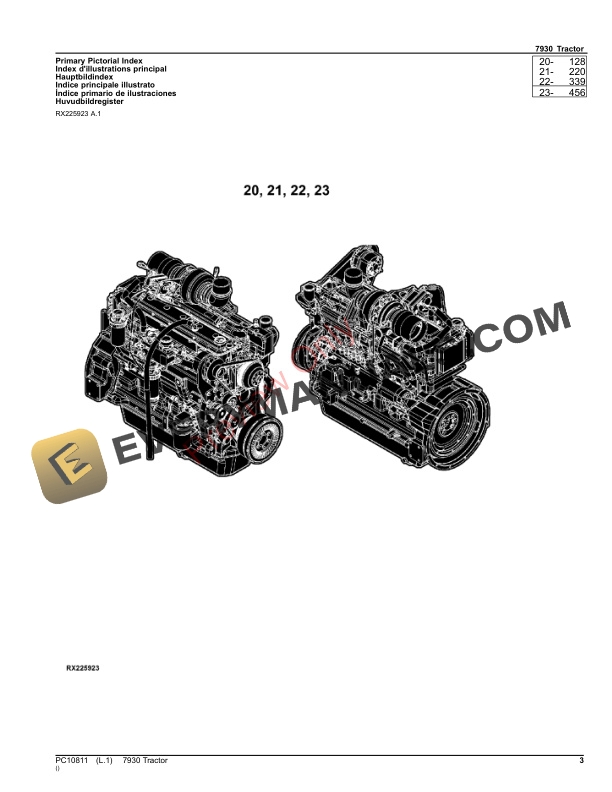 John Deere 7930 Tractor Parts Catalog PC10811 26NOV23 3