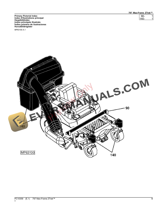 John Deere 797 Max Frame Ztrak Parts Catalog PC10359 21NOV23 5