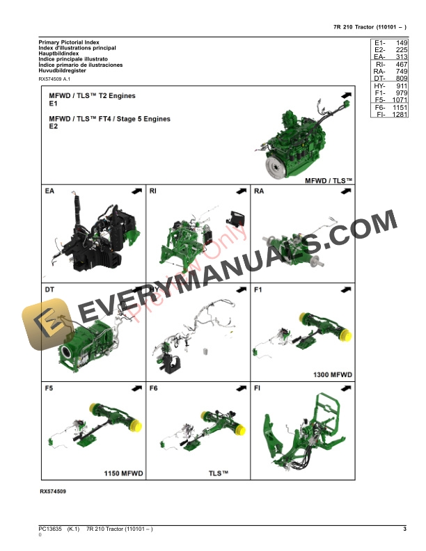 John Deere 7R 210 Tractor Parts Catalog PC13635 09OCT23-3
