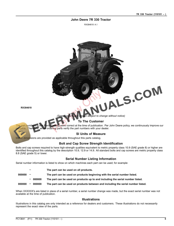 John Deere 7R 330 Tractor Parts Catalog PC13641 16NOV23 6 John Deere 7R 330 Tractor Parts Catalog PC13641 16NOV23-5