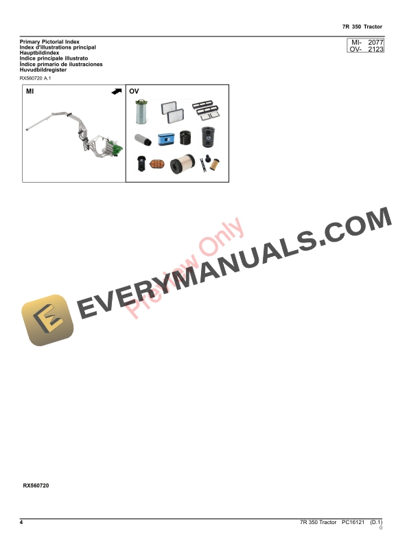 John Deere 7R 350 Tractor Parts Catalog PC16121 16NOV23-4